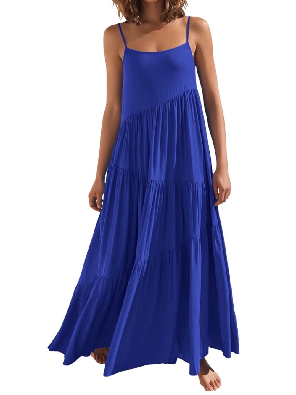 ANRABESS Women Summer Casual Loose Sleeveless Sundress Spaghetti Strap Flowy